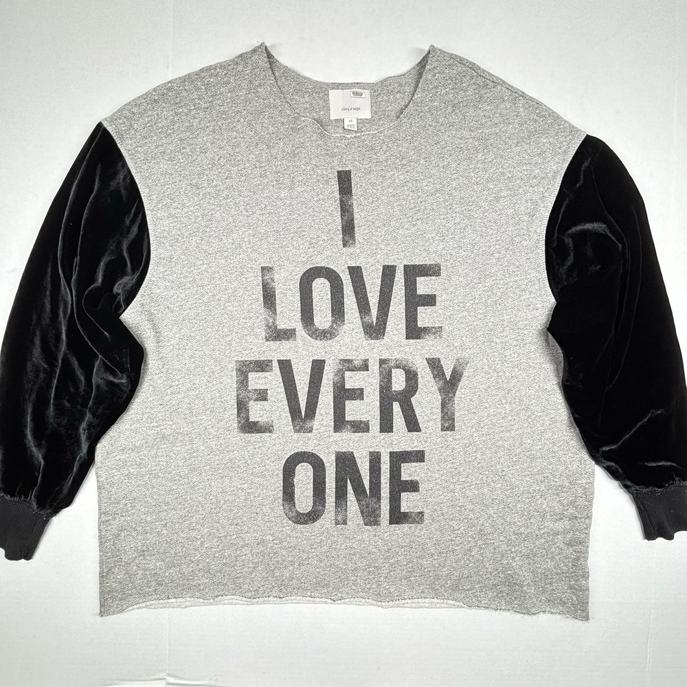 CINQ A SEPT Women XS-2XL* Velvet Sweatshirt Silk Bld Oversized "I Love Everyone"